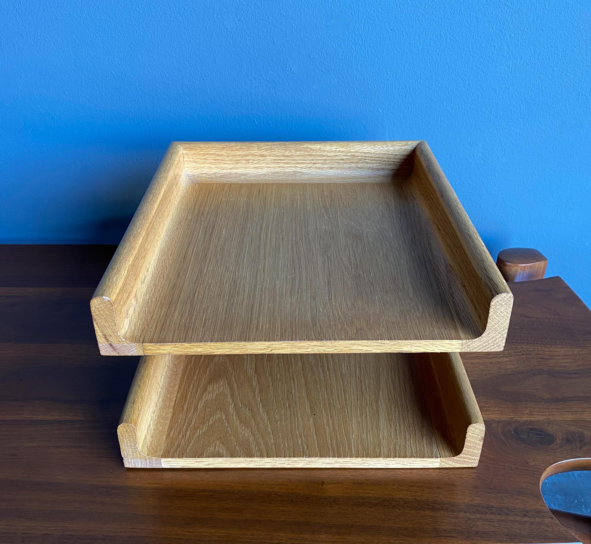 Mid-Century Modern Peter Pepper Oak & Chrome Letter Tray, circa 1970