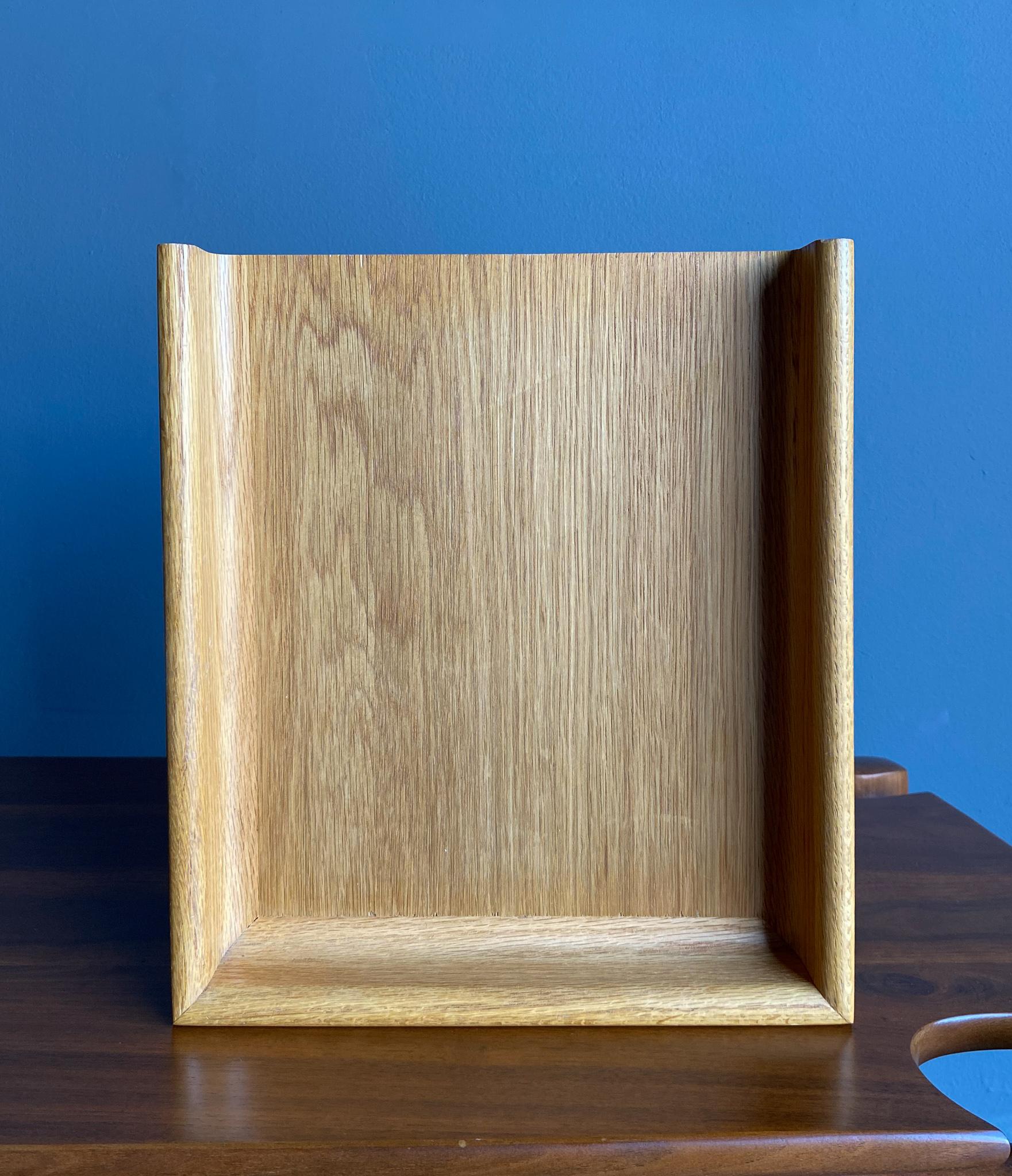 Peter Pepper Oak & Chrome Letter Tray, circa 1970 In Good Condition In San Juan Capistrano, CA