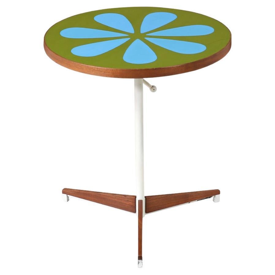Peter Pepper Products Adjustable Tripod Walnut & Resin Side Table For Sale