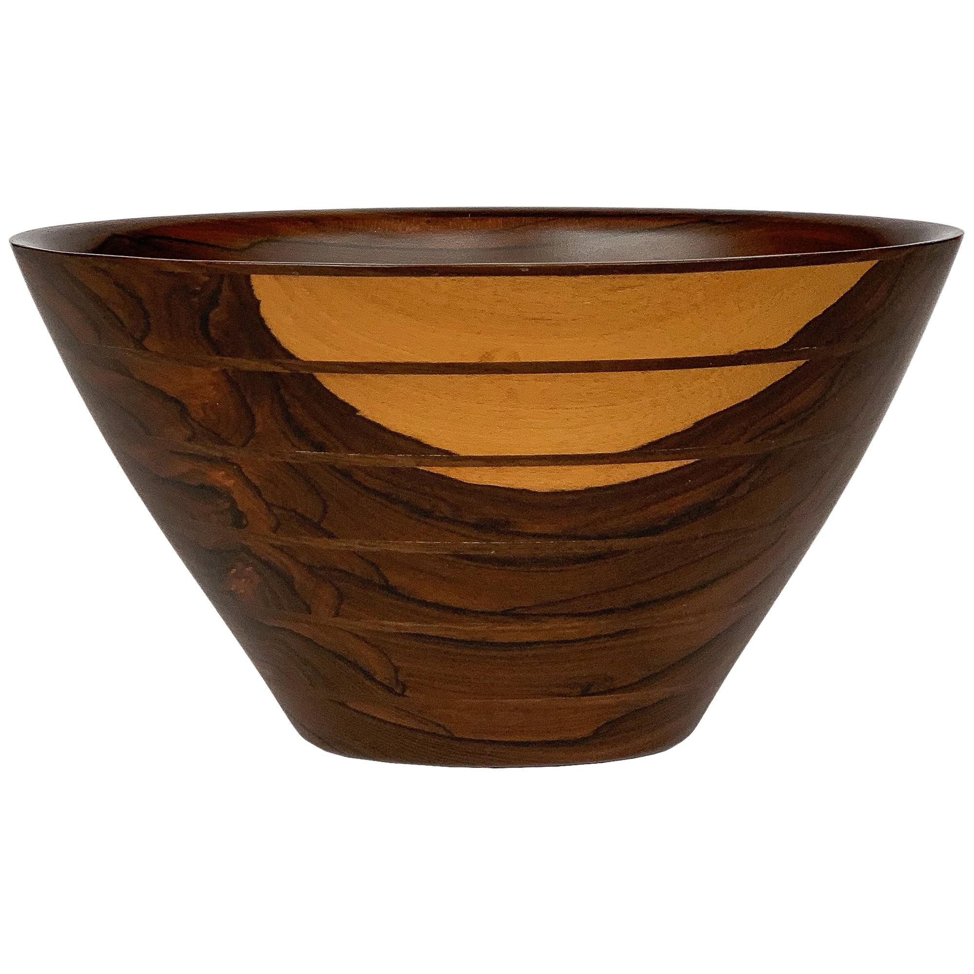 Peter Petrochko Carved Padauk and Ziricote Wood Bowl
