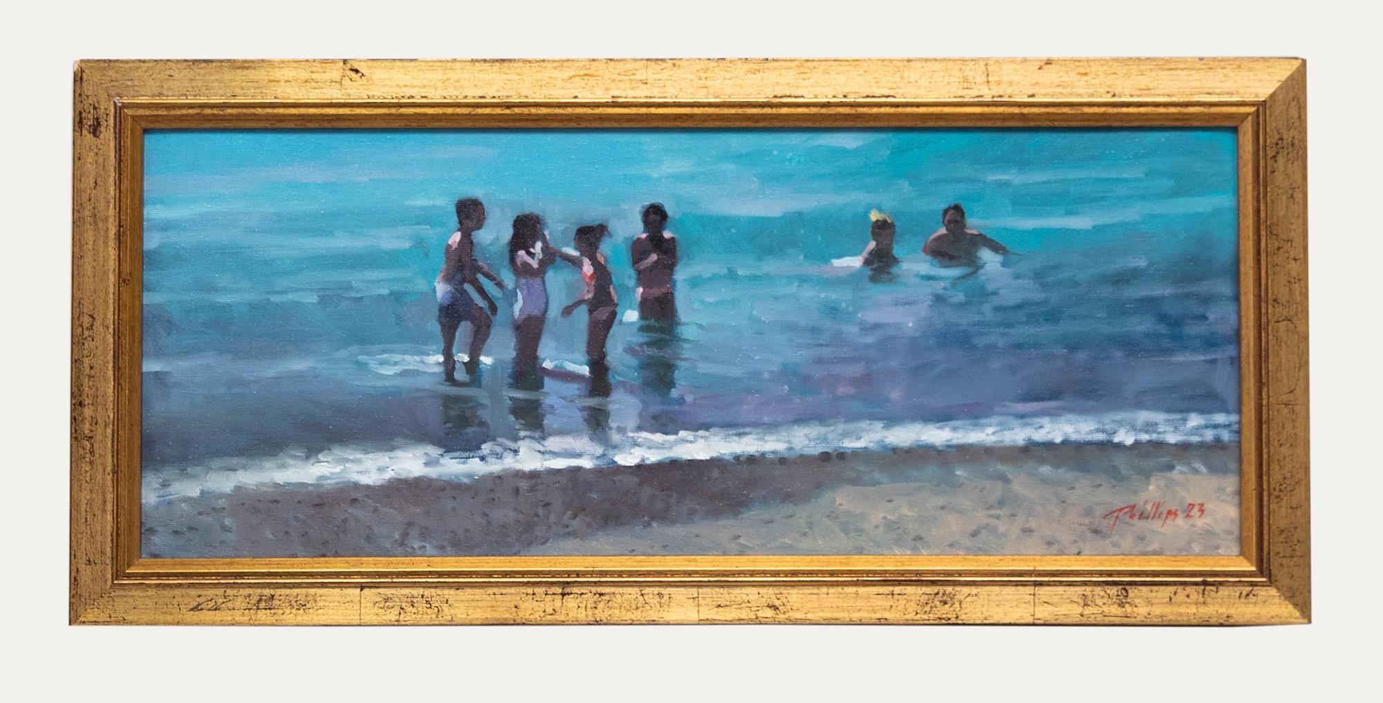 Peter Phillips Figurative Painting - Peter Z. Phillips - Framed Contemporary Oil, Summer Swim