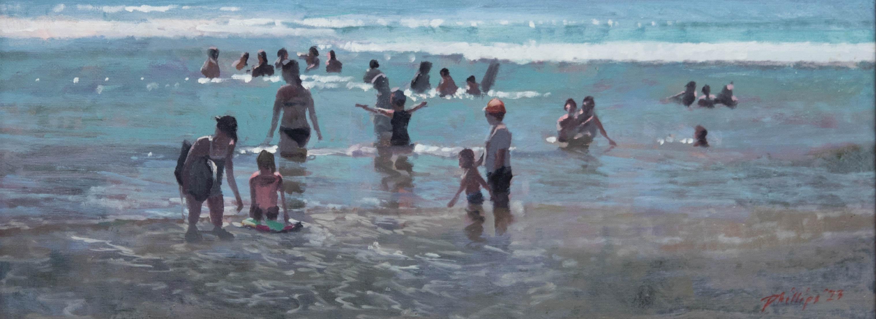 Peter Z. Phillips - Framed Contemporary Oil, Swimmers - Painting by Peter Phillips