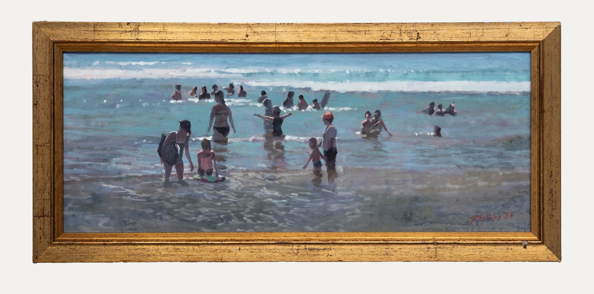 Peter Phillips Figurative Painting - Peter Z. Phillips - Framed Contemporary Oil, Swimmers