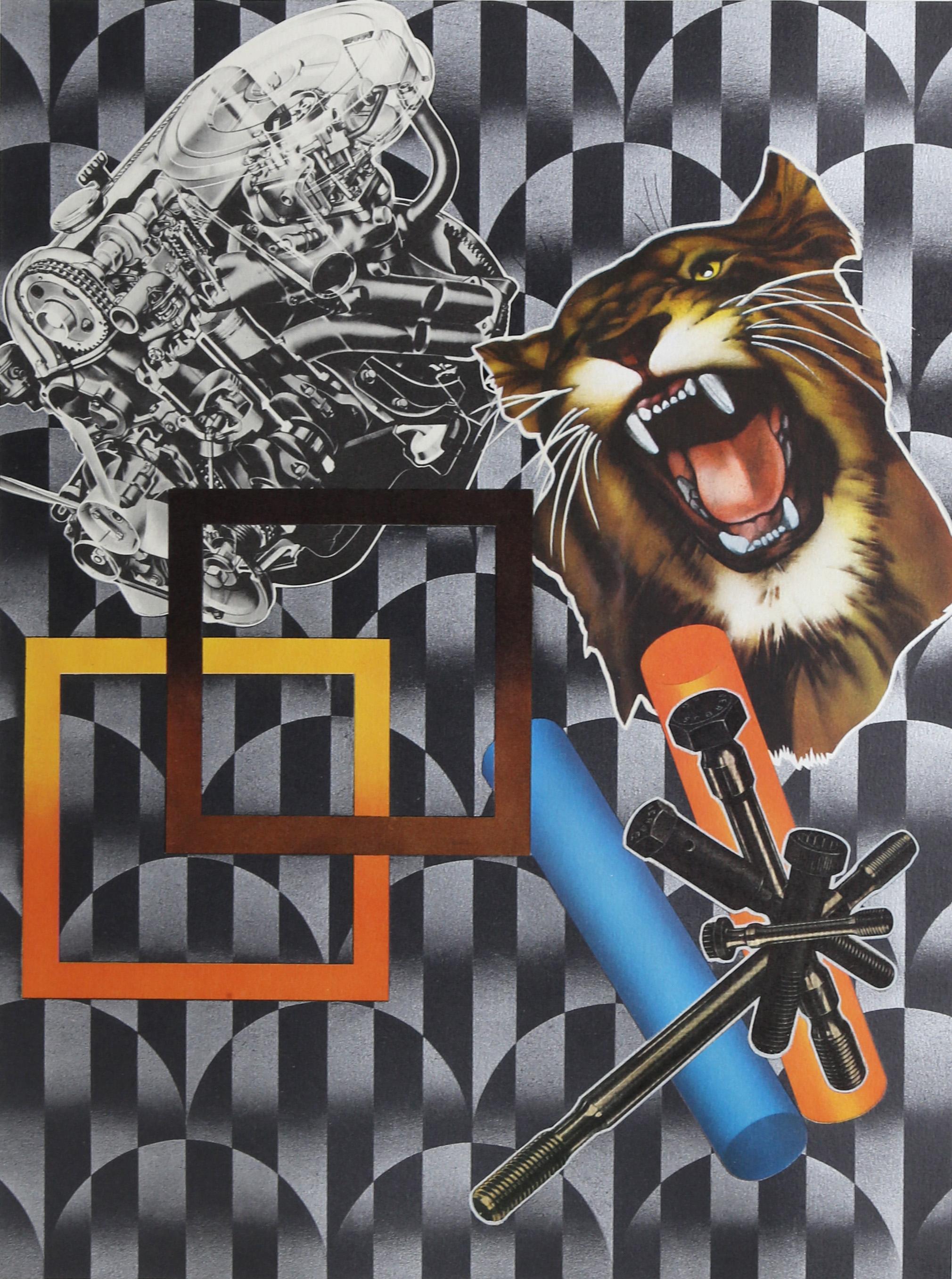 Tiger und Ingenieur, Pop-Art-Raumteilerdruck, von Peter Phillips 1971 im Angebot 1
