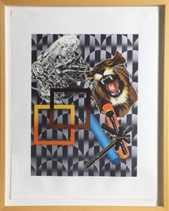 Tiger und Ingenieur, Pop-Art-Raumteilerdruck, von Peter Phillips 1971