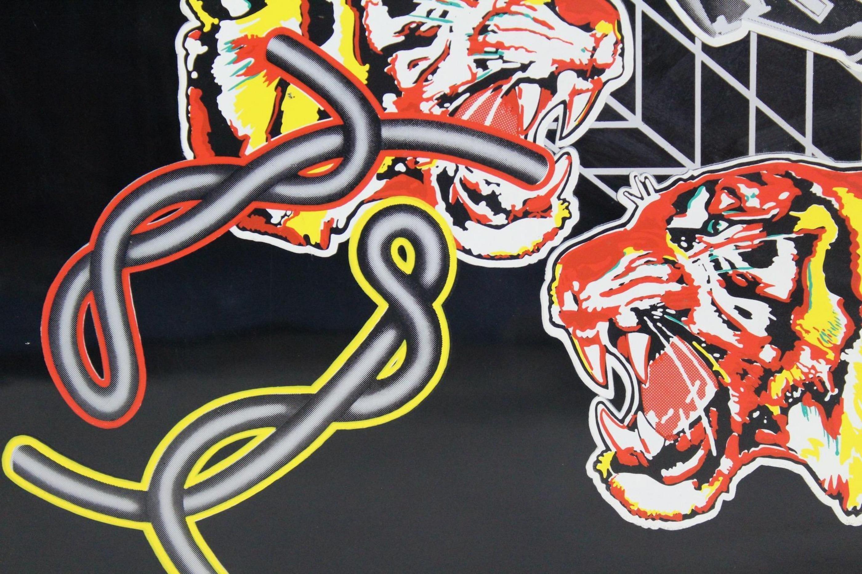 Peter Phillips
Tiger-Tiger, 1968
3-D-Relief aus schlagfestem Polystyrol, tiefgezogen, 8-farbig bedruckt, Rückwand aus Styropor und Tiefziehfolie
28 7/10 × 44 3/10 × 1 Zoll
Ausgabe 10/250
Etikett mit handschriftlichem Namen des Künstlers und der
