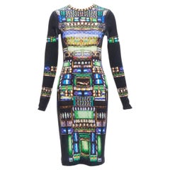 PETER PILOTTO 100% extra fine wool green  graphic print knit pencil dress UK10 M