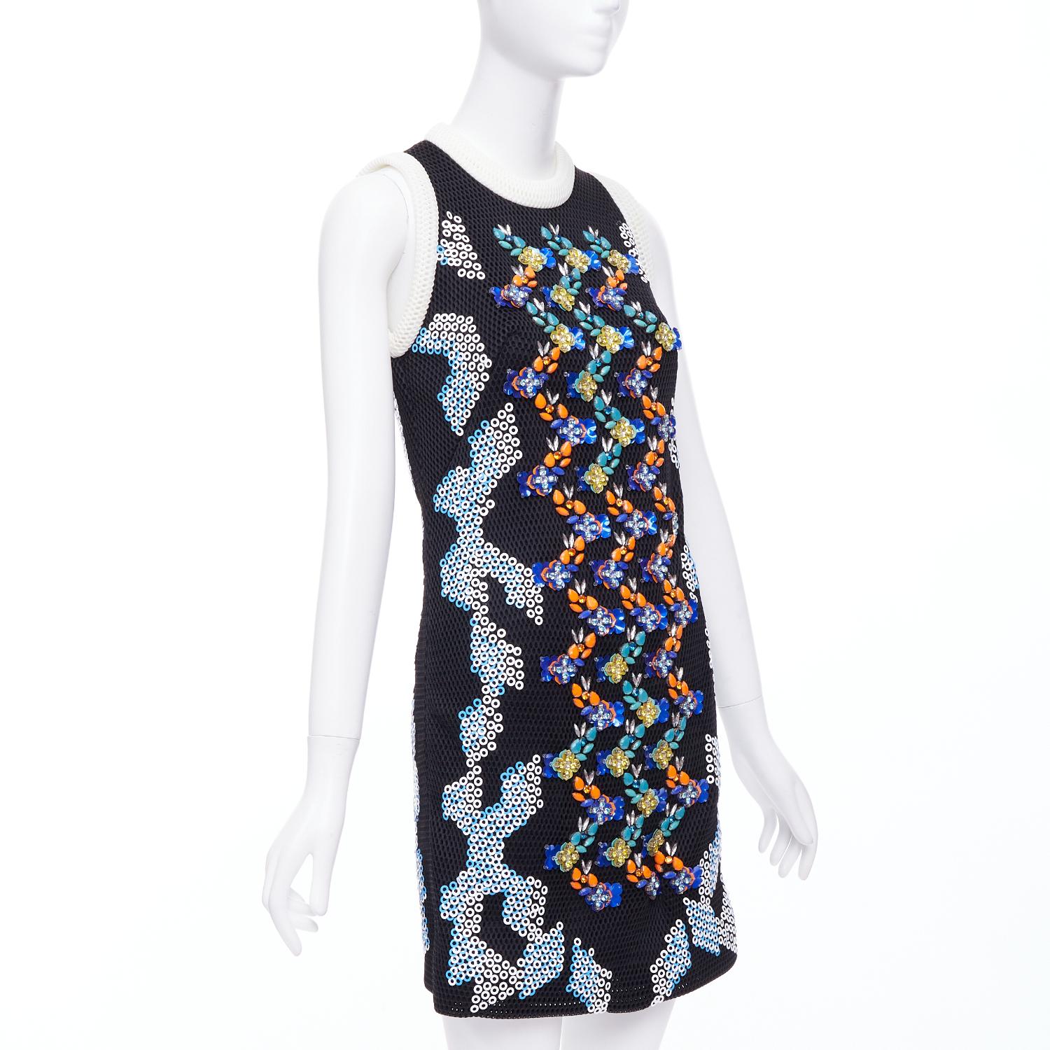 Gray PETER PILOTTO 2013  Runway bead embellished mesh mini dress UK8 S For Sale