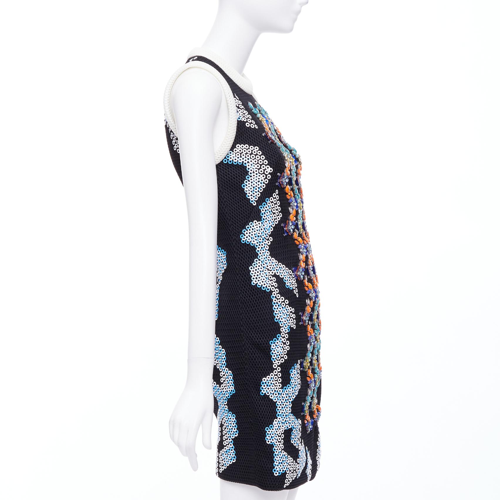 PETER PILOTTO 2013  Runway bead embellished mesh mini dress UK8 S In Excellent Condition For Sale In Hong Kong, NT