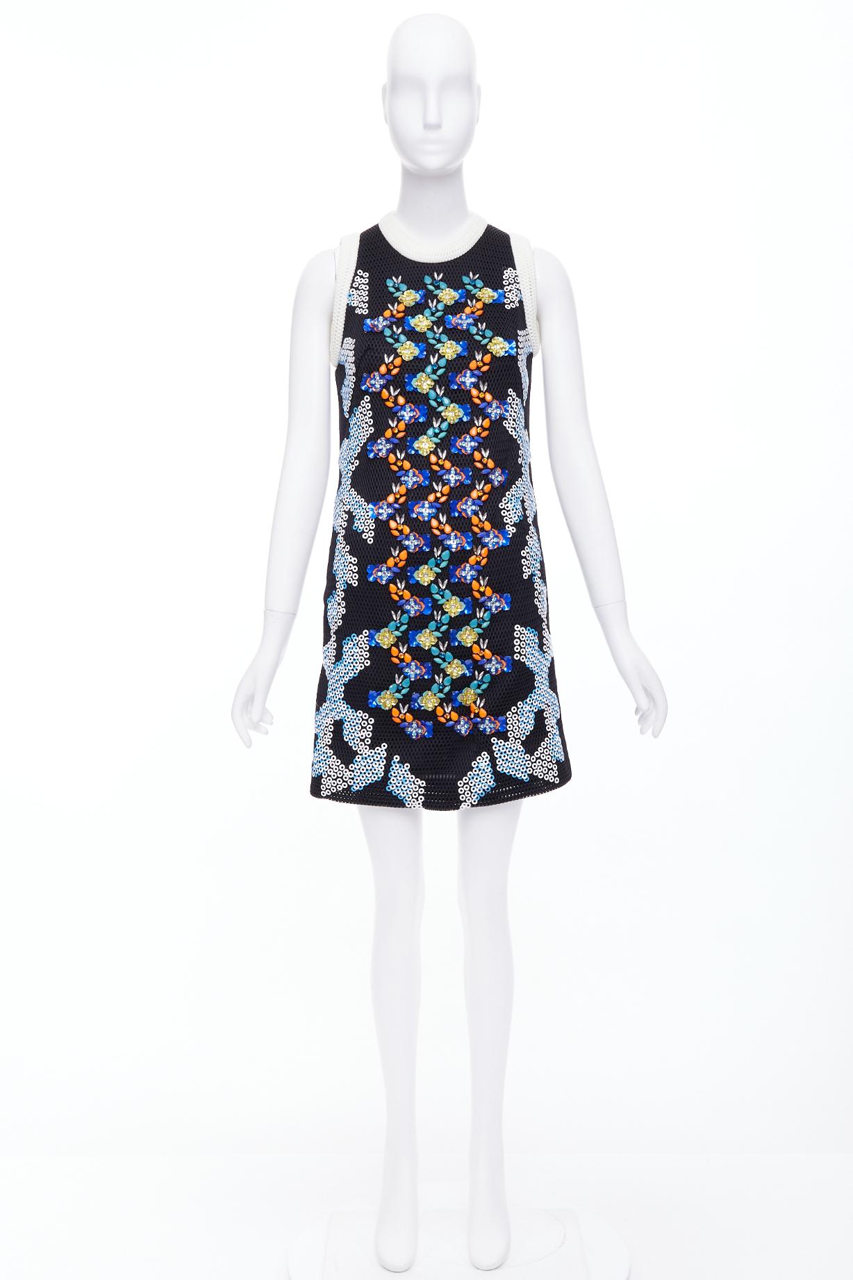 PETER PILOTTO 2013  Runway bead embellished mesh mini dress UK8 S For Sale 4