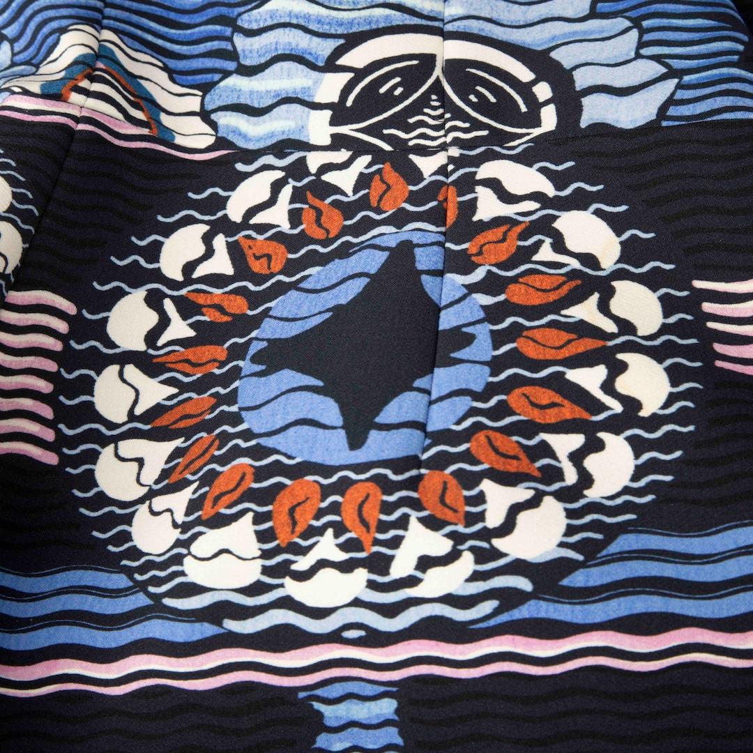 Peter Pilotto Vestido lápiz abstracto de manga larga Talla M Gris en venta