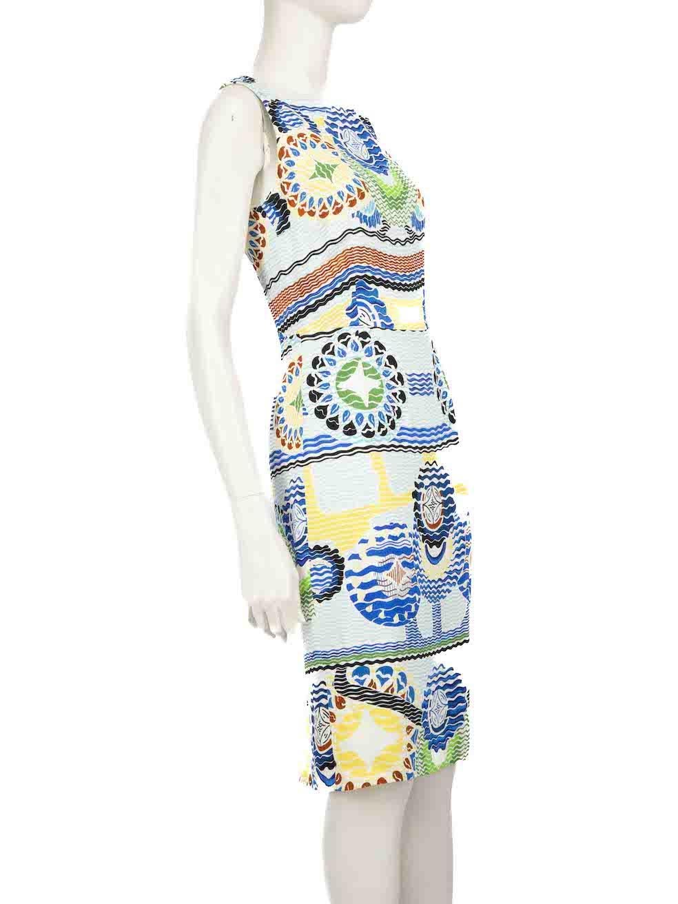 CONDITION is Very good. Minimal wear to dress is evident. Minimal wear is seen with little wear on the front and back with pulls in the weave and a discolouration mark close to the front hemline and on the back on this used Peter Pilotto designer
