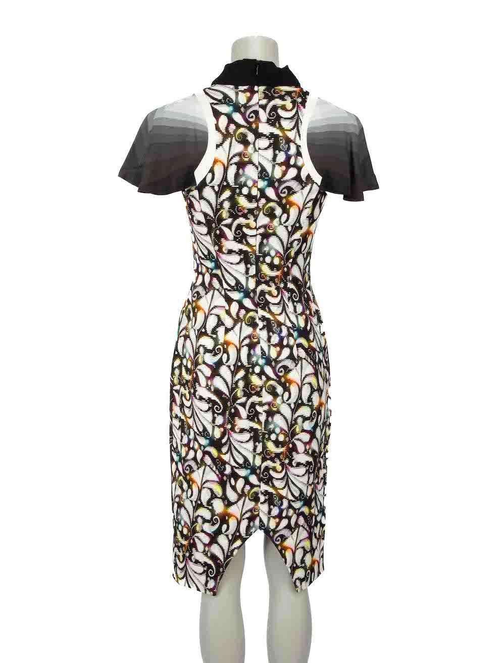 Peter Pilotto Abstract Print Mock Neck Dress Size L In Excellent Condition For Sale In London, GB