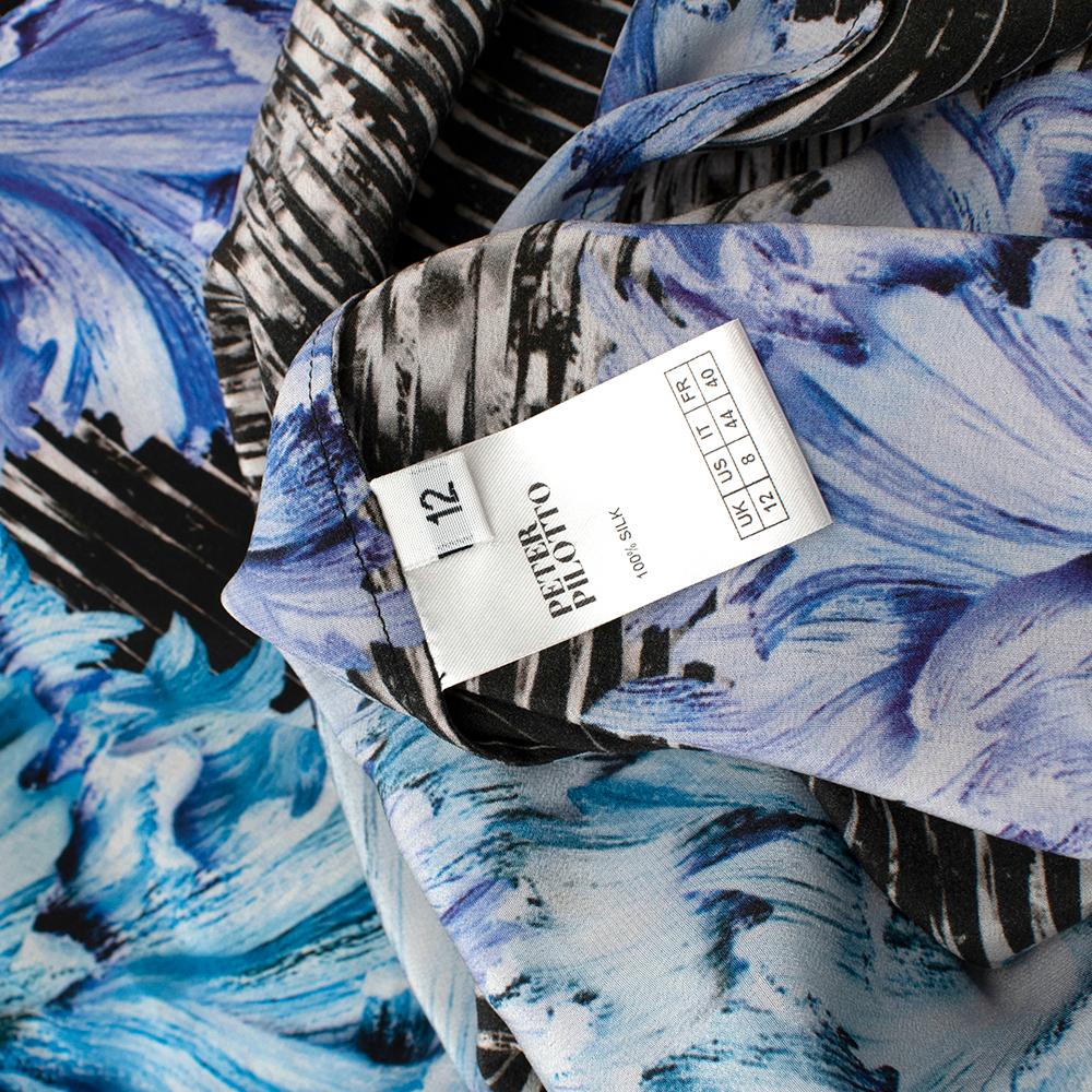 Peter Pilotto Black & Blue Floral Print Shift Dress - Size US 8 2