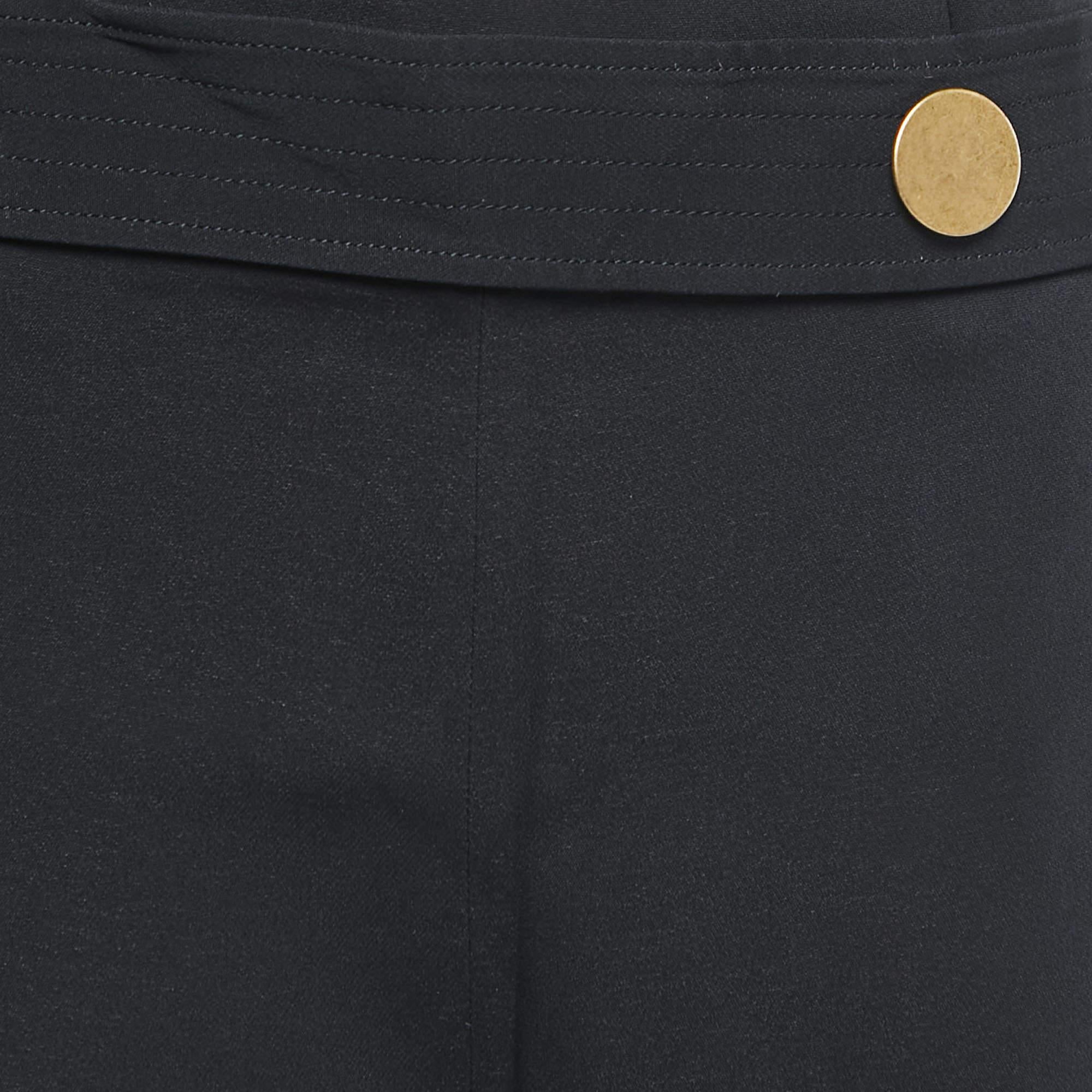 Peter Pilotto Black/Brown Crepe Button Embellished Wide Leg Trousers M In Good Condition For Sale In Dubai, Al Qouz 2