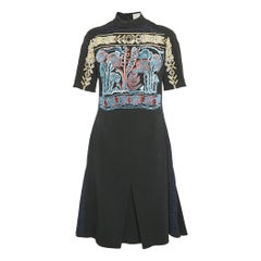 Peter Pilotto Black Embroidered Crepe Lace Trim Short Dress M