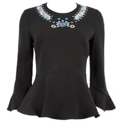 Peter Pilotto - Top con volant ricamato nero - taglia M.