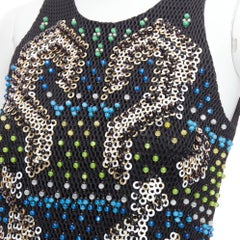 PETER PILOTTO schwarz grün perlenbesetztes Scuba-Minikleid UK8 S