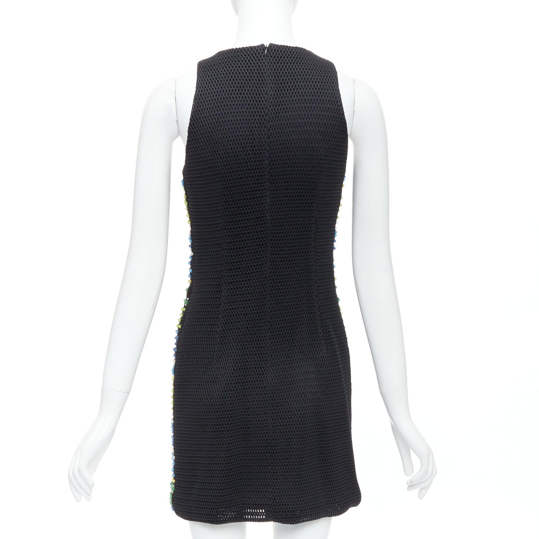 Women's PETER PILOTTO black green beads embellished scuba mini dress UK8 S For Sale