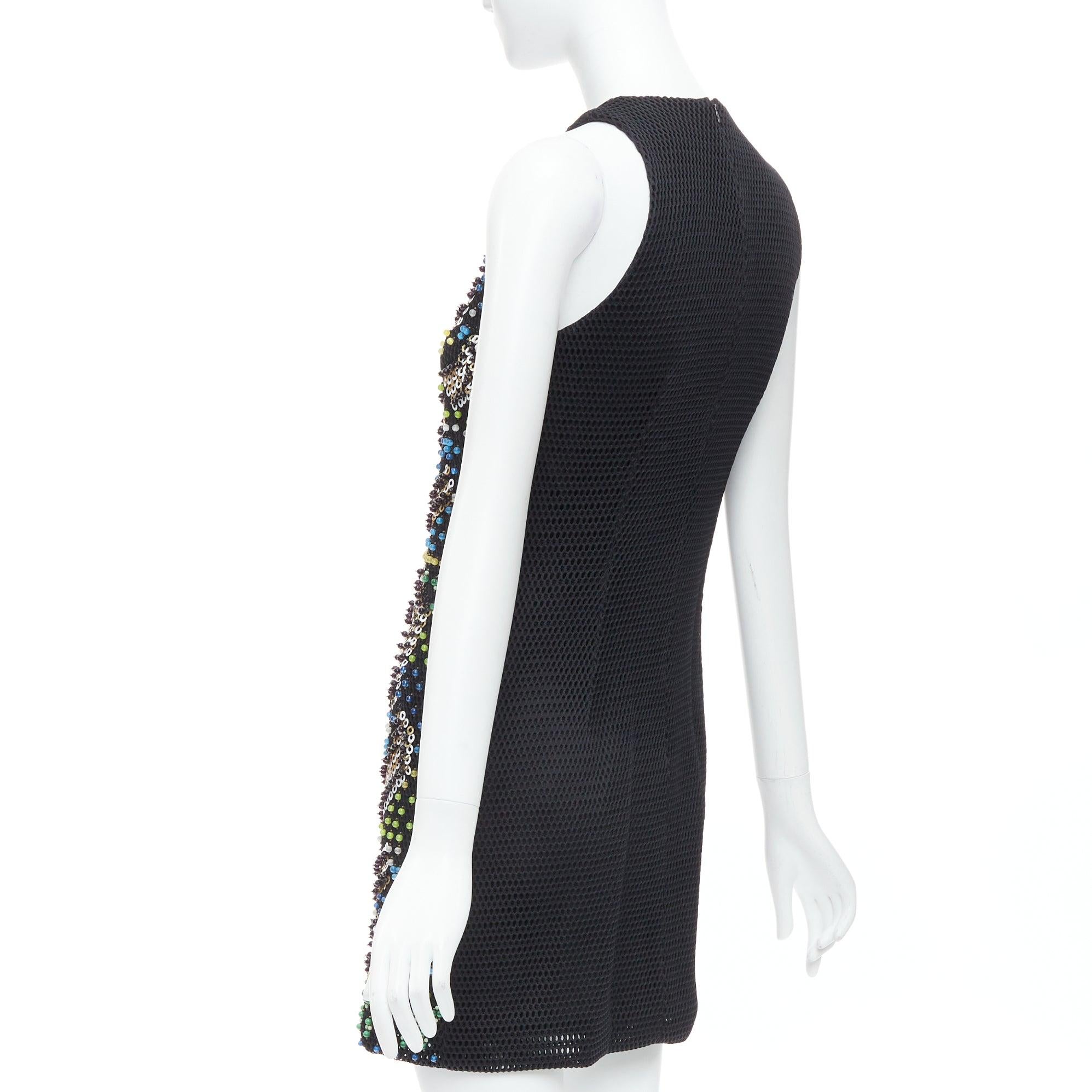 PETER PILOTTO black green beads embellished scuba mini dress UK8 S For Sale 1