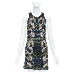 PETER PILOTTO schwarz grün perlenbesetztes Scuba-Minikleid UK8 S