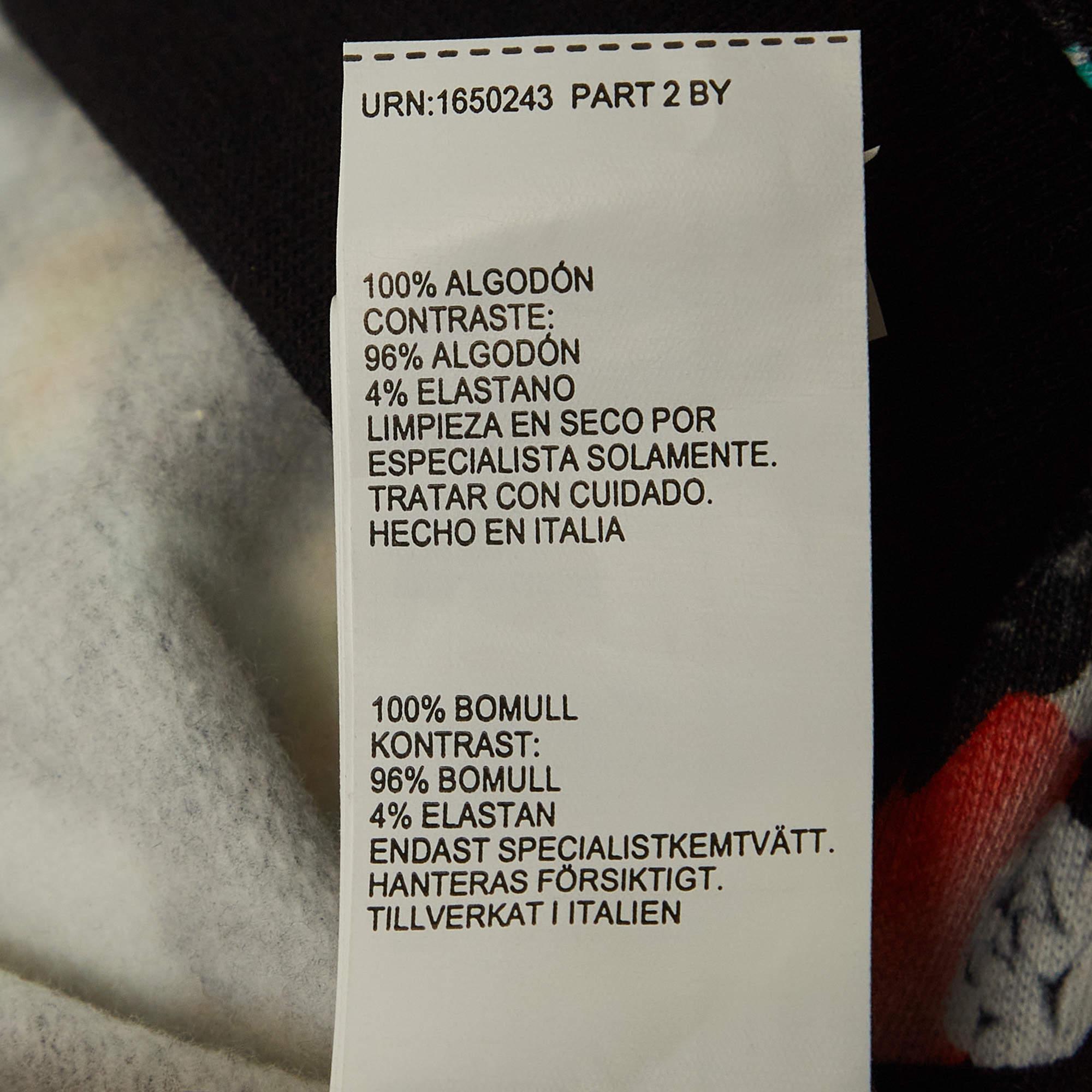 Peter Pilotto Black Ruc Printed Cotton Knit Sweatshirt M For Sale 1