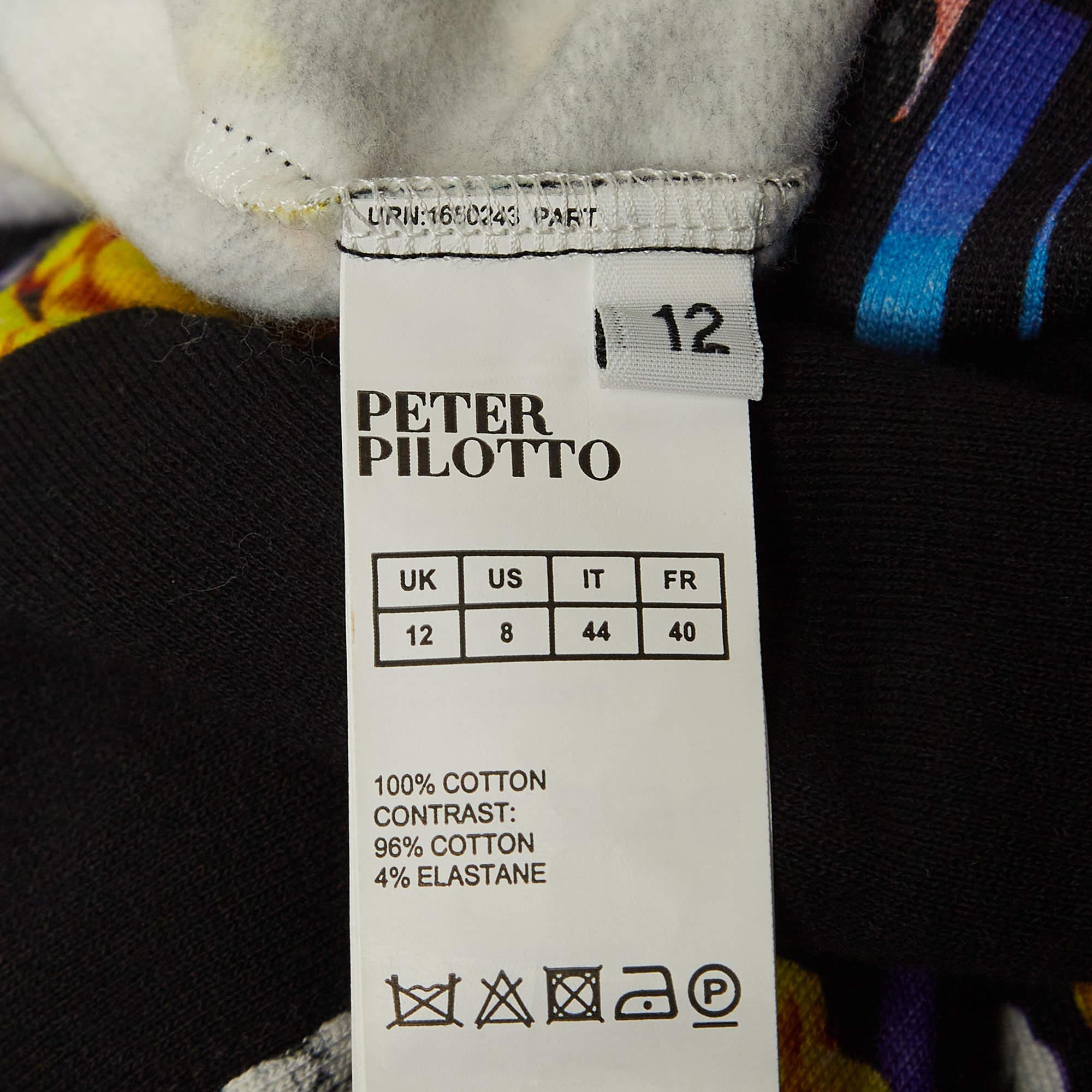 Peter Pilotto Black Ruc Printed Cotton Knit Sweatshirt M For Sale 3