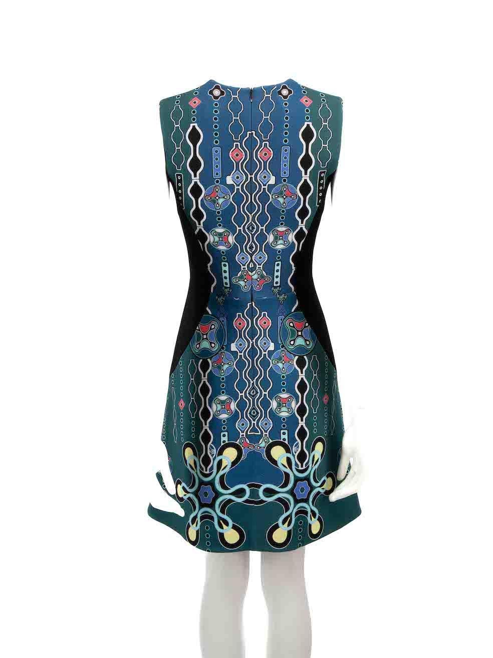 Peter Pilotto Blue Abstract Knee Length Dress Size S In Good Condition For Sale In London, GB