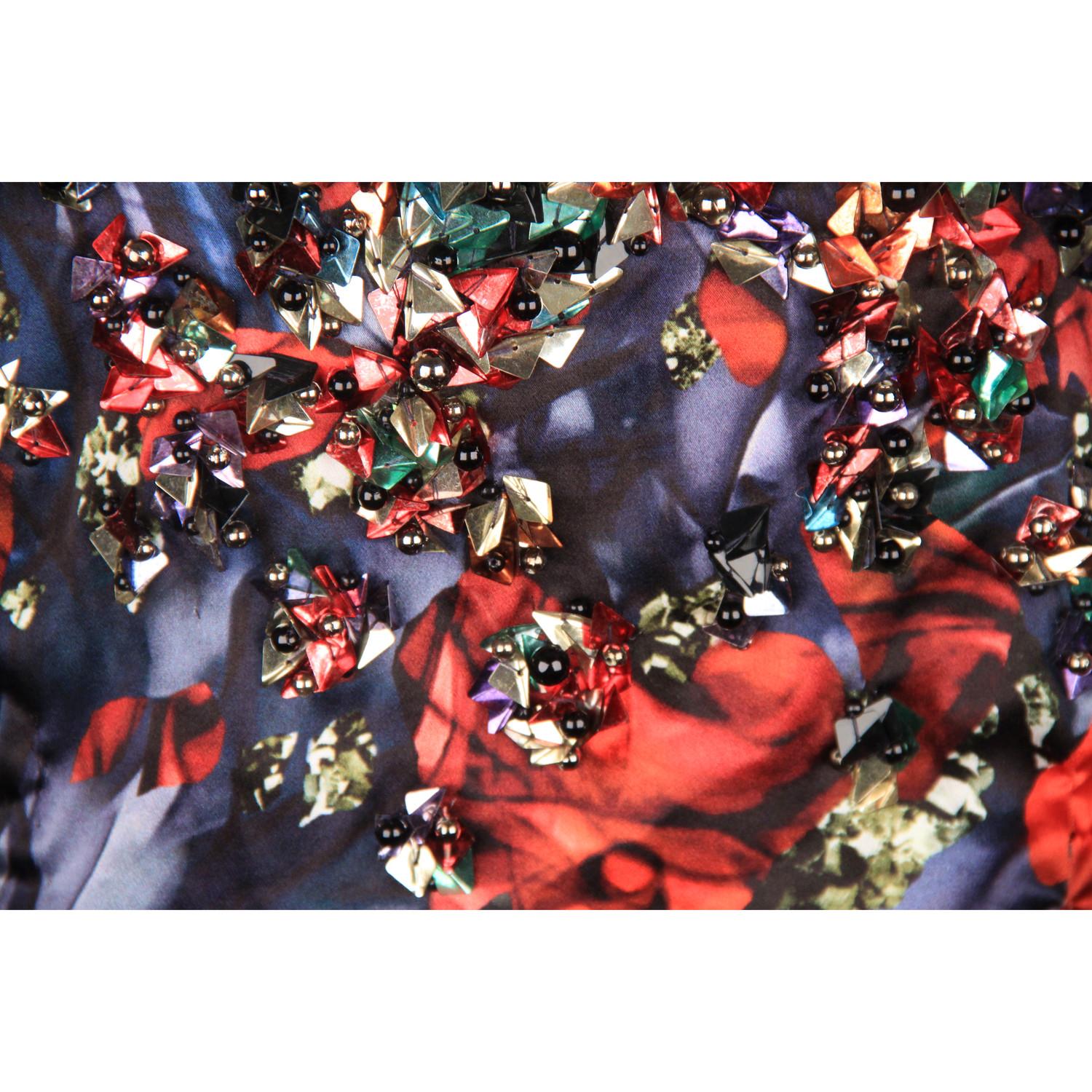 Black Peter Pilotto Blue and Red Silk Embellished Mini Dress Size 10
