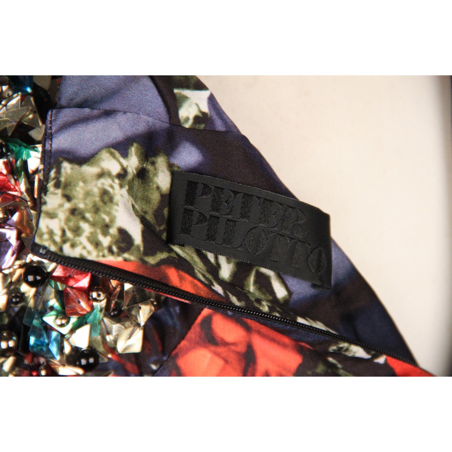 Peter Pilotto Blue and Red Silk Embellished Mini Dress Size 10 2
