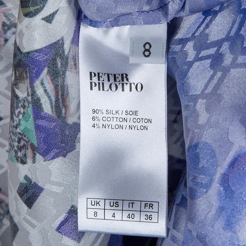 Peter Pilotto Blue Digital Print Neon Sequin Embellished Sleeveless Dress S In Good Condition In Dubai, Al Qouz 2
