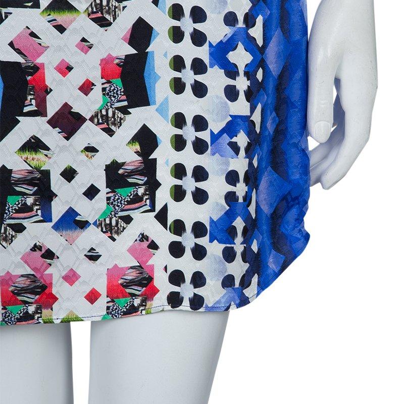Peter Pilotto Blue Digital Print Neon Sequin Embellished Sleeveless Dress S 2