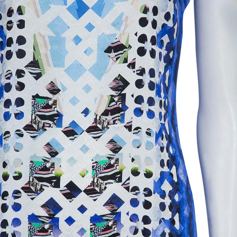 Peter Pilotto Blue Digital Print Neon Sequin Embellished Sleeveless Dress S 3