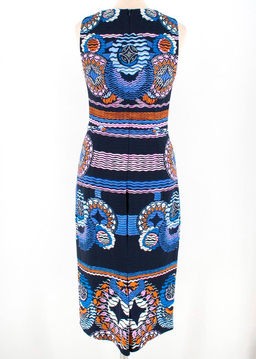 Peter Pilotto Blue Printed Midi Dress - Size US 6 In Excellent Condition In London, GB