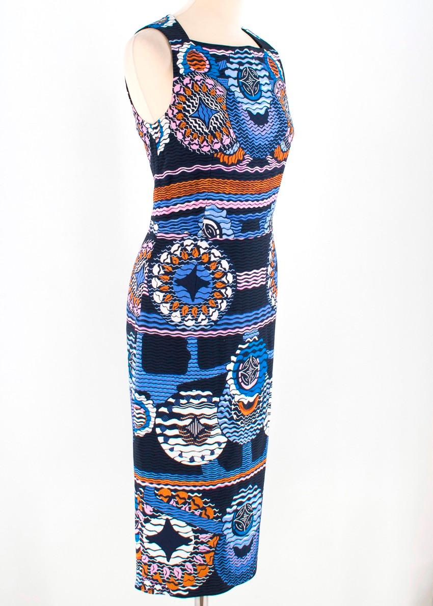 Women's Peter Pilotto Blue Printed Midi Dress - Size US 6