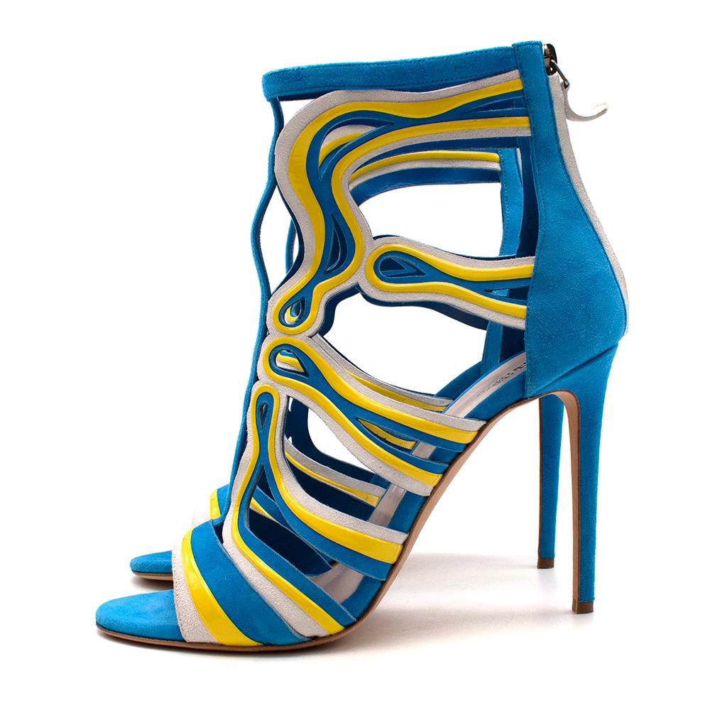 Peter Pilotto Cage Leather & Suede Sandals - Size EU 40 In Excellent Condition For Sale In London, GB
