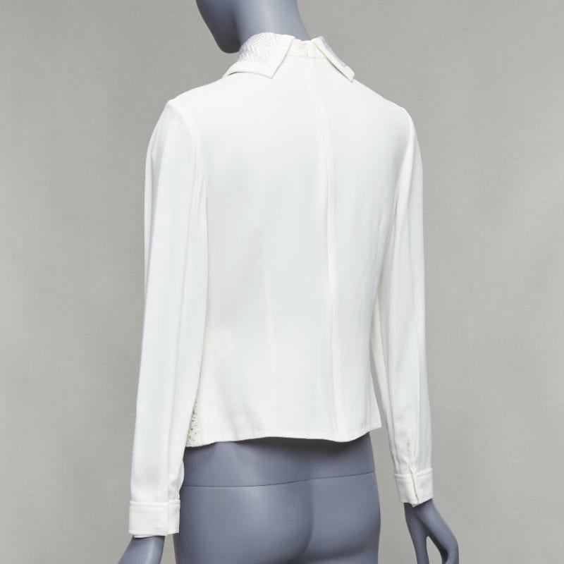 PETER PILOTTO cream wool blend lace dome beaded blouse UK8 S For Sale 1