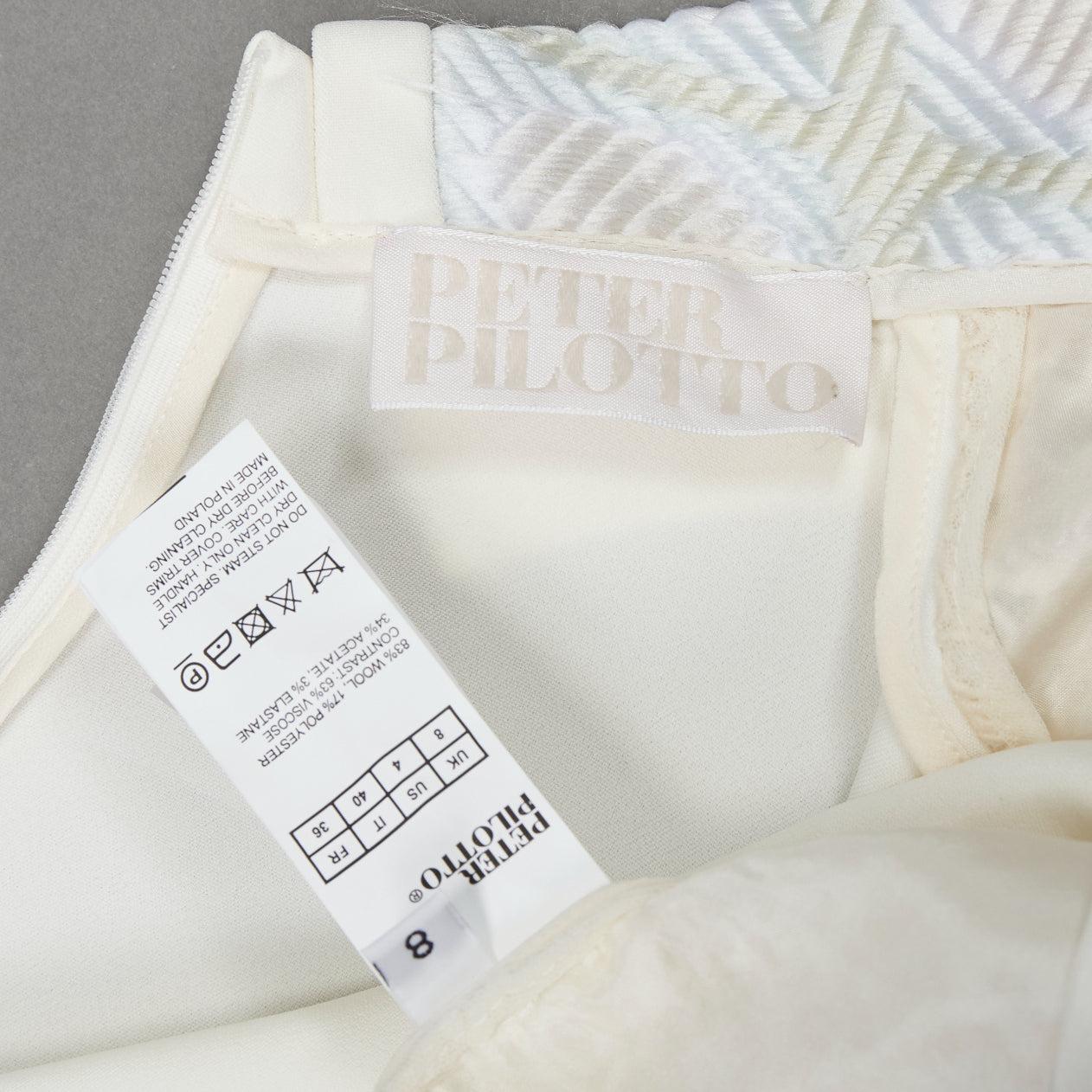 PETER PILOTTO cream wool blend lace dome beaded blouse UK8 S For Sale 3