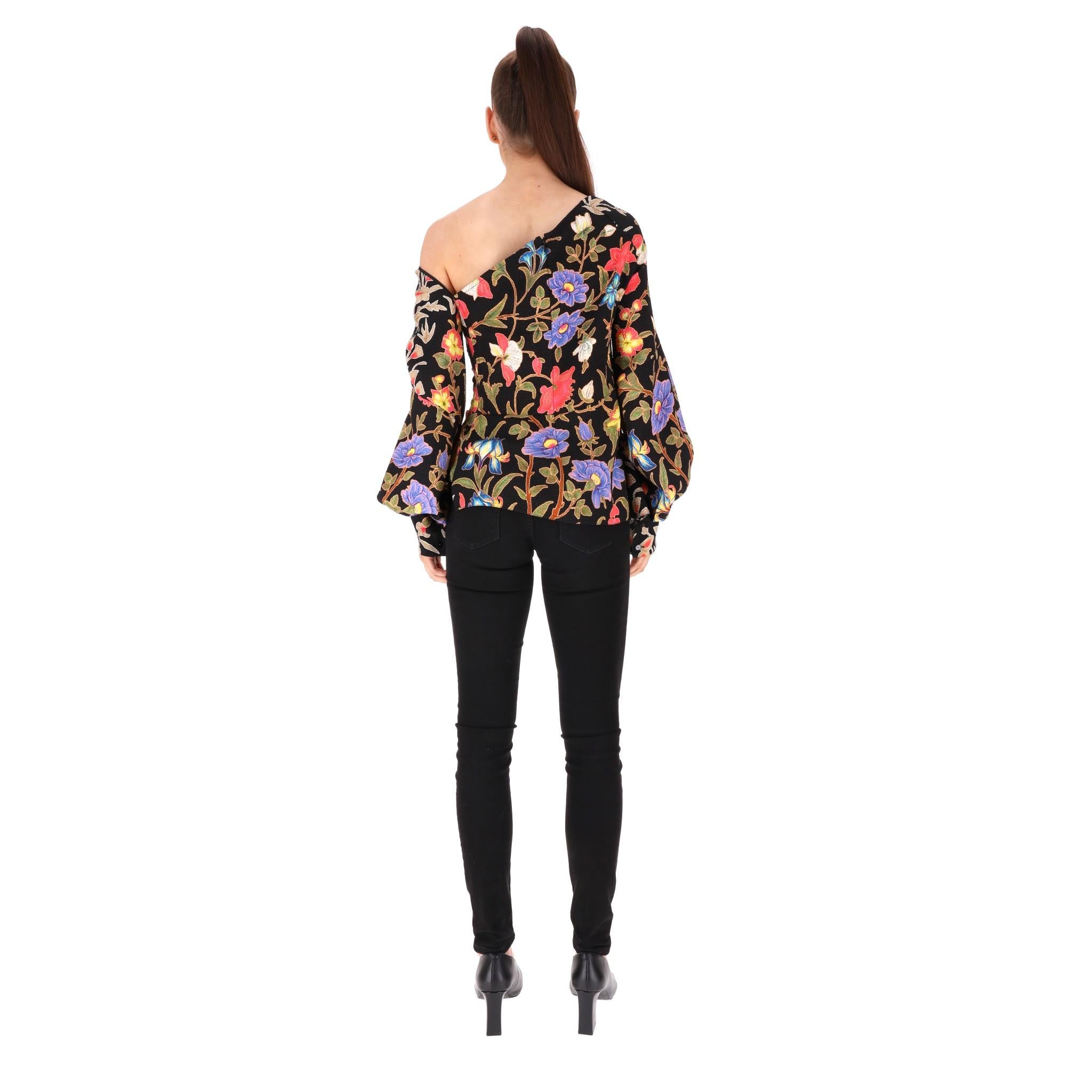Peter Pilotto Floral Asymmetric Blouse In Excellent Condition For Sale In London, GB