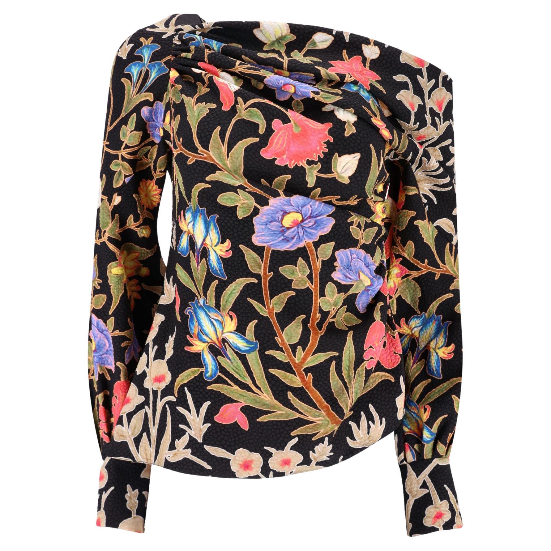 Peter Pilotto Floral Asymmetric Blouse For Sale