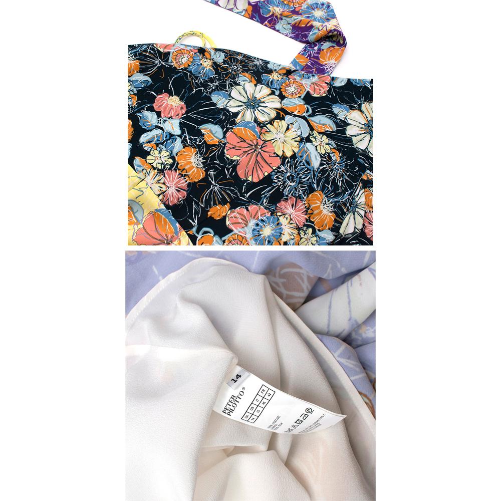 Peter Pilotto Floral Print Crepe De Chine Maxi Wrap Dress - Size US 10 For Sale 6