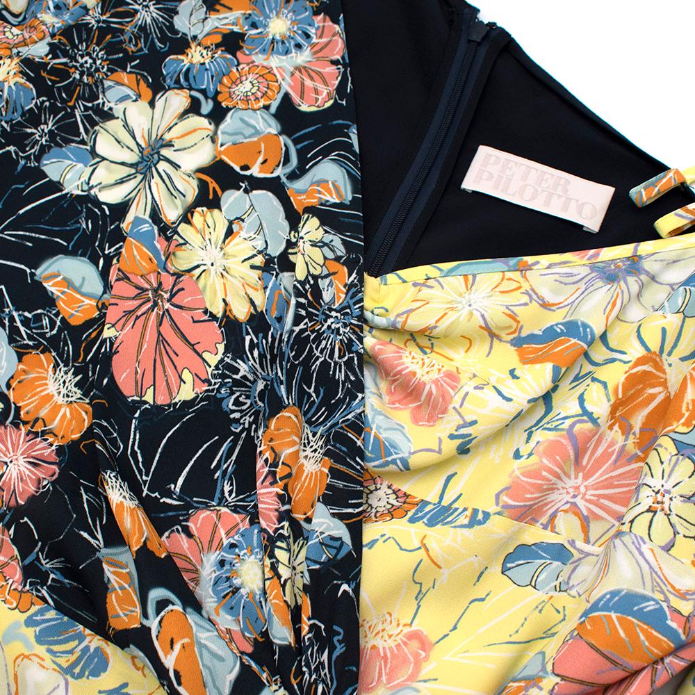 Peter Pilotto Floral Print Crepe De Chine Maxi Wrap Dress - Size US 10 For Sale 2