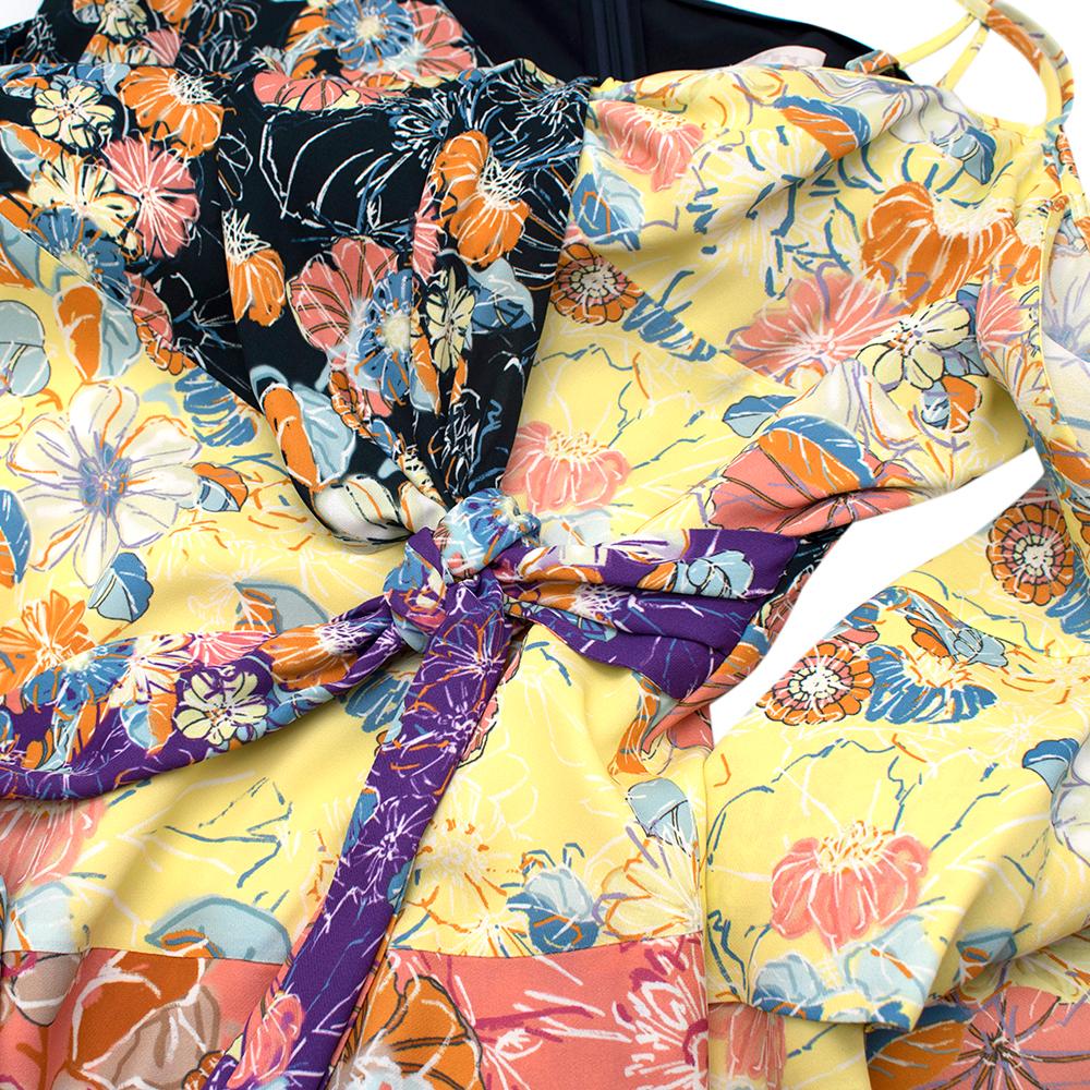 Peter Pilotto Floral Print Crepe De Chine Maxi Wrap Dress - Size US 10 For Sale 4