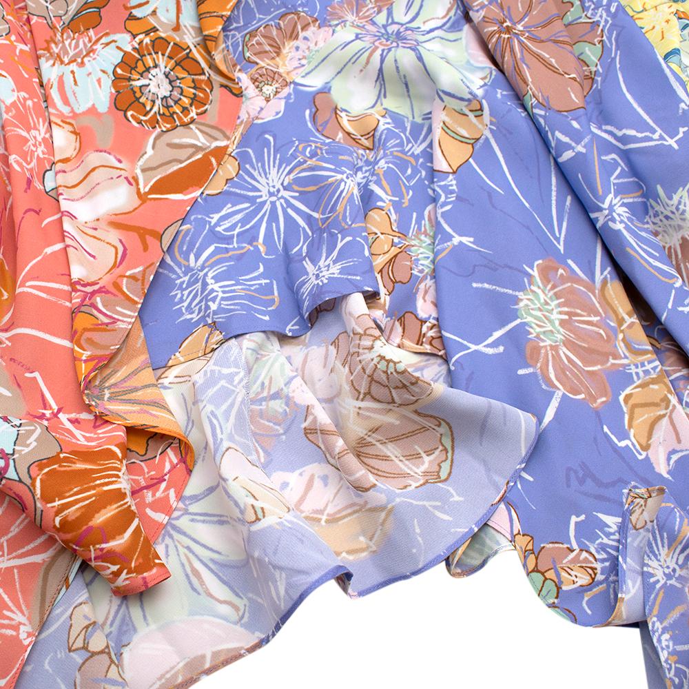 Peter Pilotto Floral Print Crepe De Chine Maxi Wrap Dress - Size US 10 For Sale 5