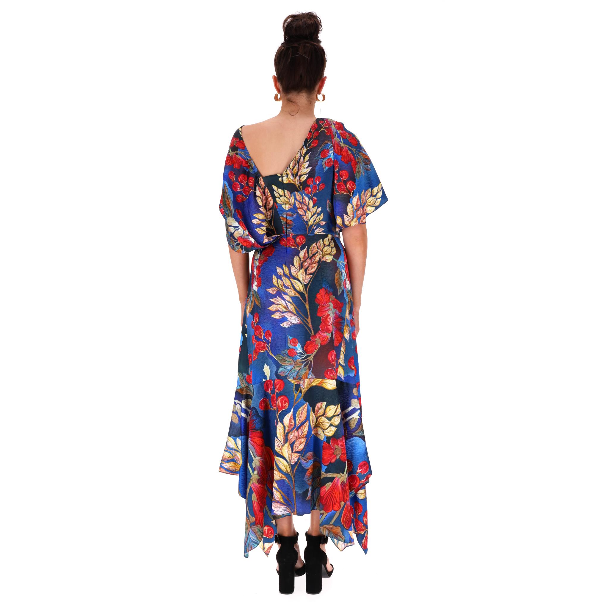 Peter Pilotto Floral Print Wrap Silk Dress Bon état - En vente à London, GB