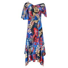 Peter Pilotto Floral Print Wrap Silk Dress