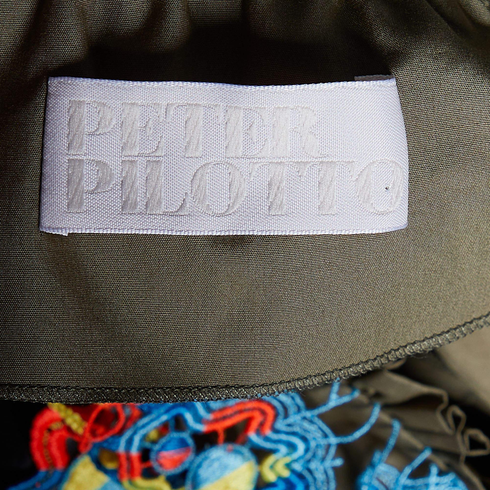 Peter Pilotto Green Cotton Cut work Detail Off Shoulder Top M In Excellent Condition For Sale In Dubai, Al Qouz 2
