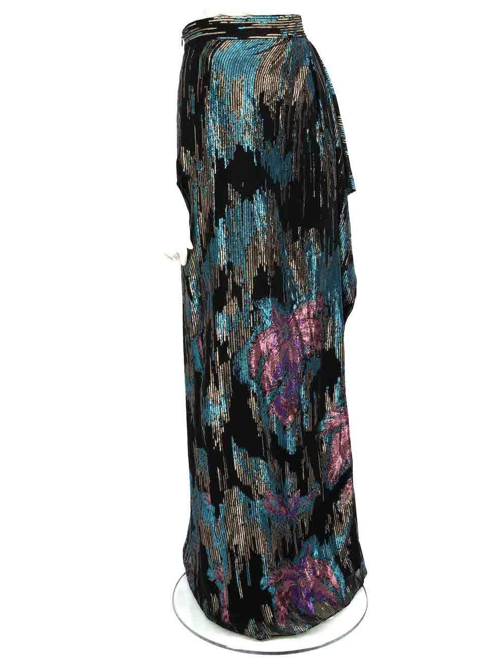 CONDITION is Very good. Hardly any visible wear to skirt is evident on this used Peter Pilotto designer resale item.
 
 
 
 Details
 
 
 Multicolour - black and metallic thread
 
 Silk
 
 Skirt
 
 Metallic woven pattern
 
 Maxi
 
 Side ruffle