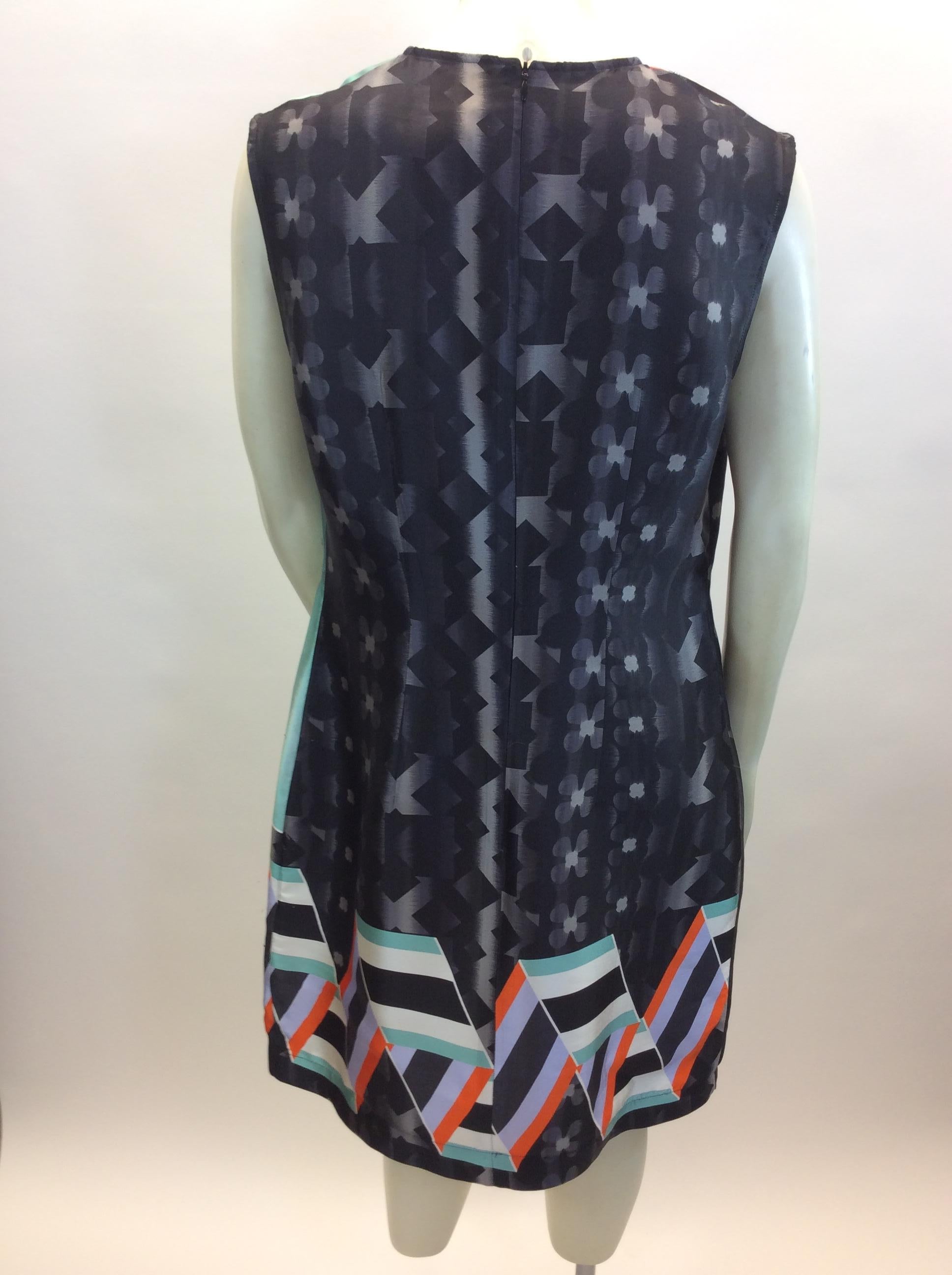 Gray Peter Pilotto Multi-Color Print Silk Dress For Sale