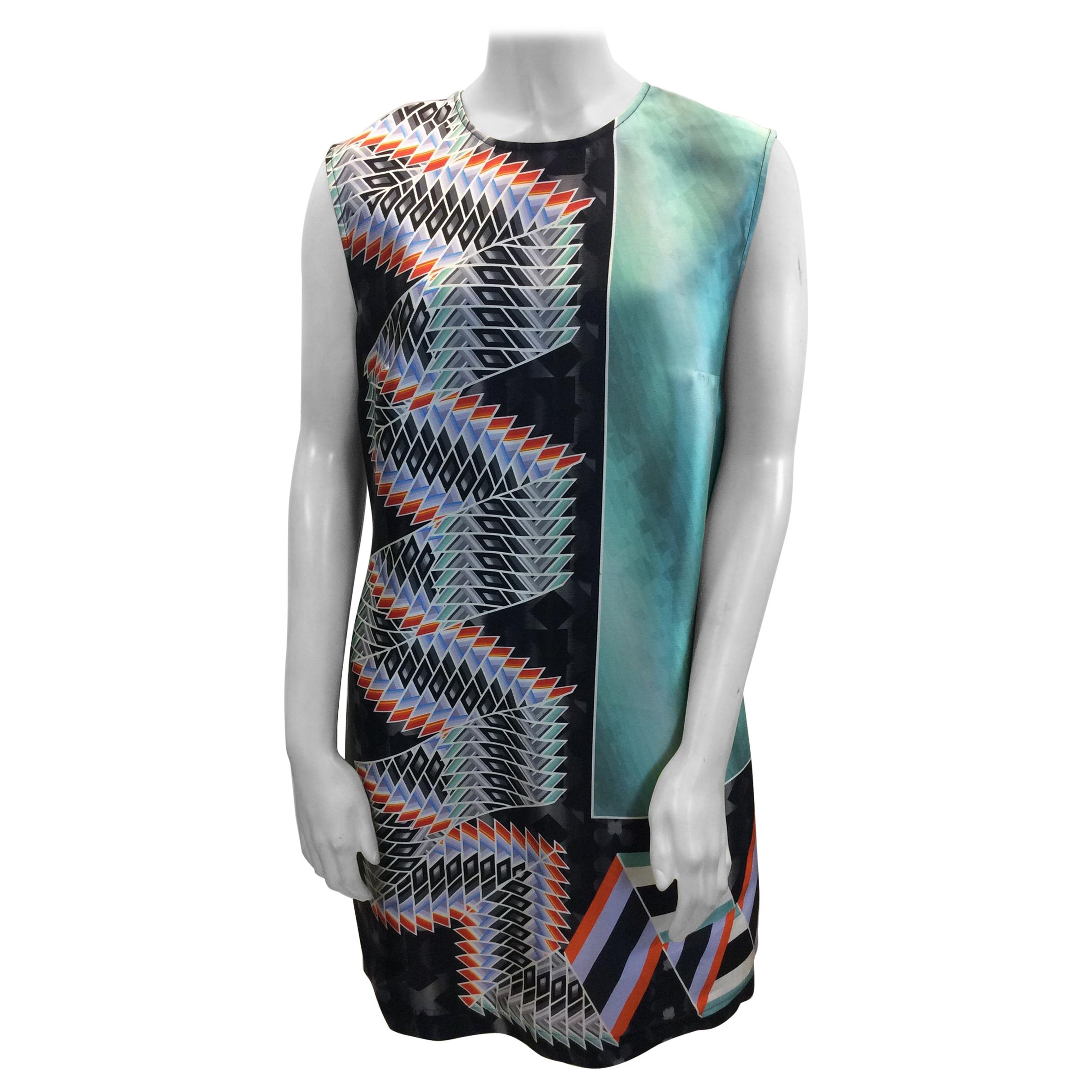 Peter Pilotto Multi-Color Print Silk Dress For Sale